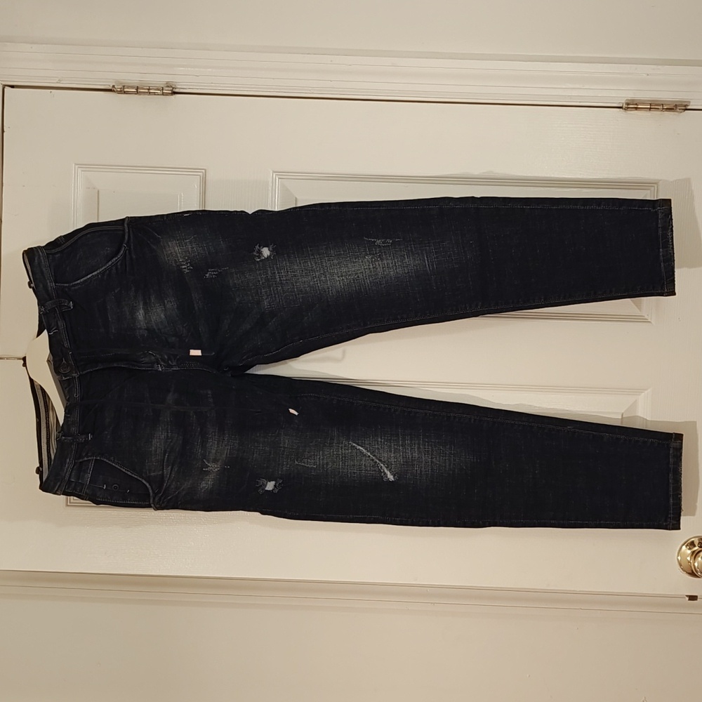 Men's Navy Ripped Tapper Jeans
